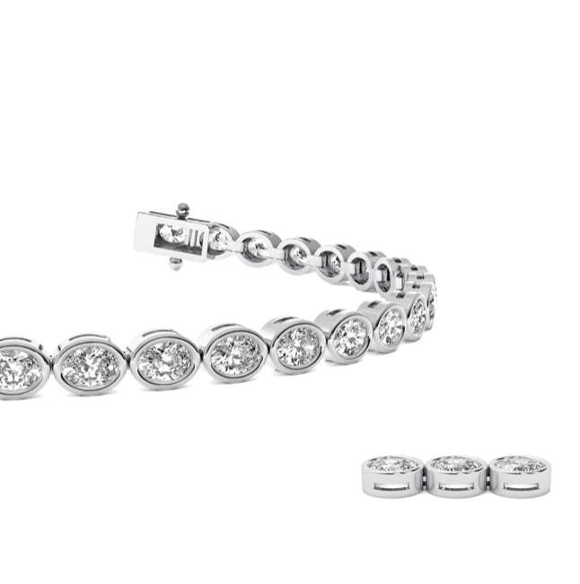 Lab Grown East West Oval Diamond Bezel Tennis Bracelet