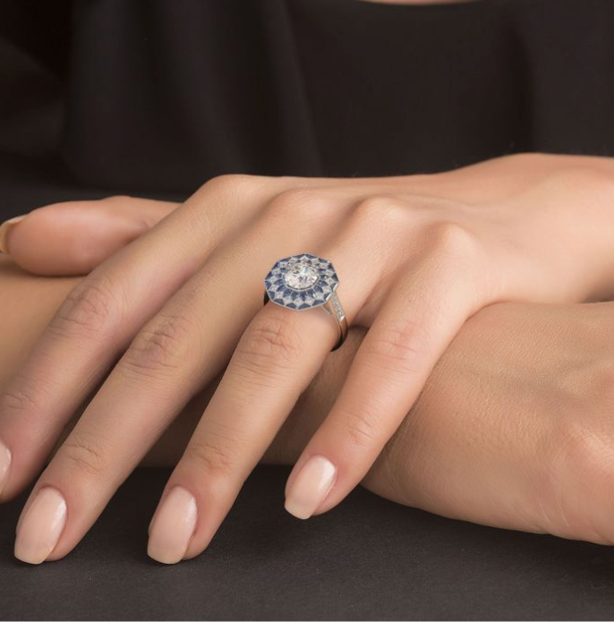 Art Deco Diamond & Sapphire Semi-mount