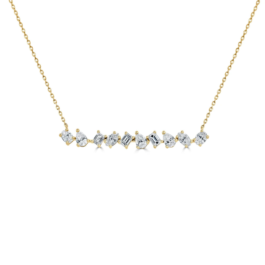 Elle Multi Shape Diamond Bar Necklace