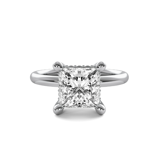 Dainty Princess Cut Diamond Semi Mount