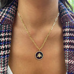 Load image into Gallery viewer, Black Agate &amp; Diamond Dragon Fly Disc Charm
