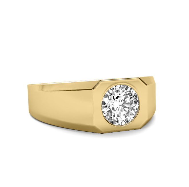 Lab Grown Round Signet Men's Band