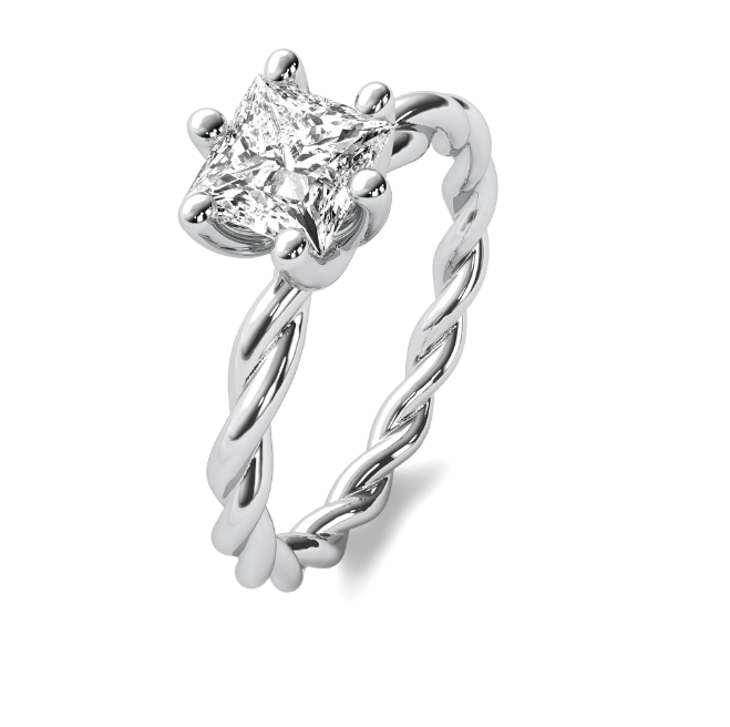 Compass Prong Princess Cut Rope Band Solitaire Semi Mount