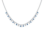 Load image into Gallery viewer, Betty Blue Sapphire &amp; Diamond Dangle Necklace
