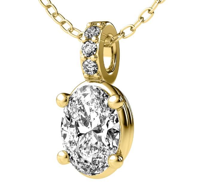 Lab Grown Oval Solitaire Diamond Necklace