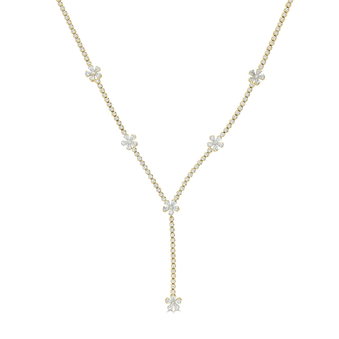 Josie Diamond Flower Lariat Necklace