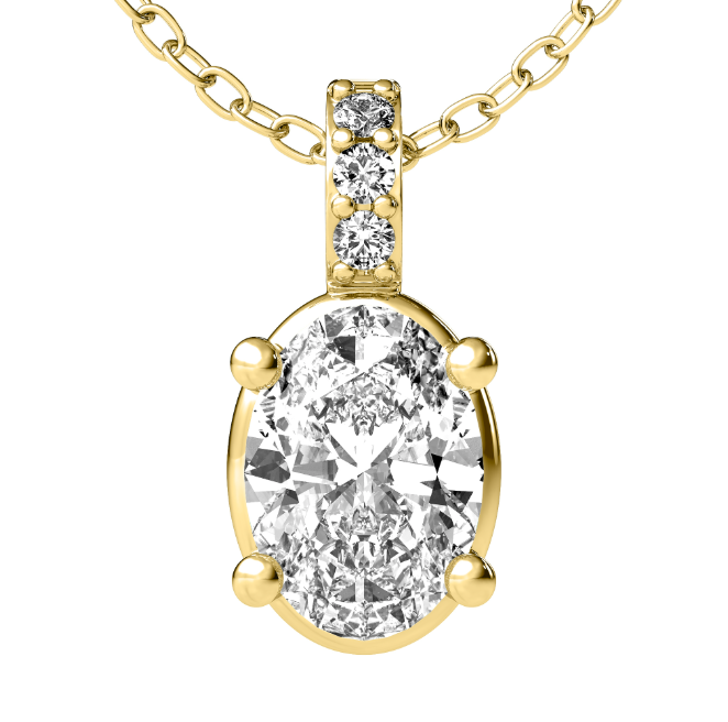 Lab grown oval solitaire diamond necklace