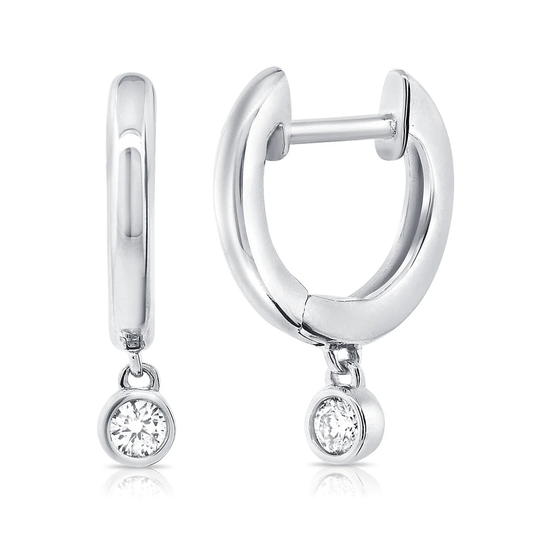Gold Bezel Diamond Huggies