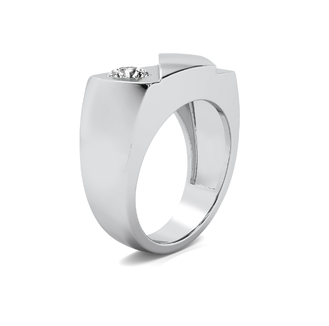 Lab Grown Round Signet Men's Band