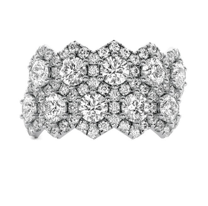 Lab Grown Hexagon Halo Diamond Wedding Band
