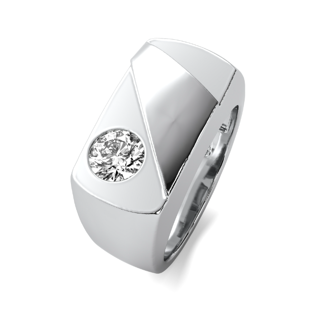 Lab Grown Round Signet Men's Band