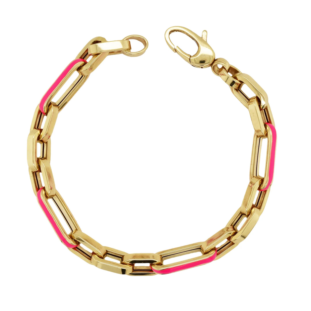 Hot Neon Pink Enamel Bracelet
