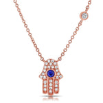 Load image into Gallery viewer, Sapphire &amp; Diamond Hamsa Necklace
