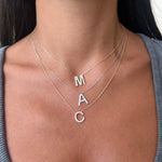 Load image into Gallery viewer, Print Diamond Initial Necklace

