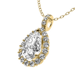 Load image into Gallery viewer, Lab Grown Pear Shape Halo Diamond Necklace
