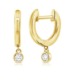 Load image into Gallery viewer, Gold Bezel Diamond Huggies
