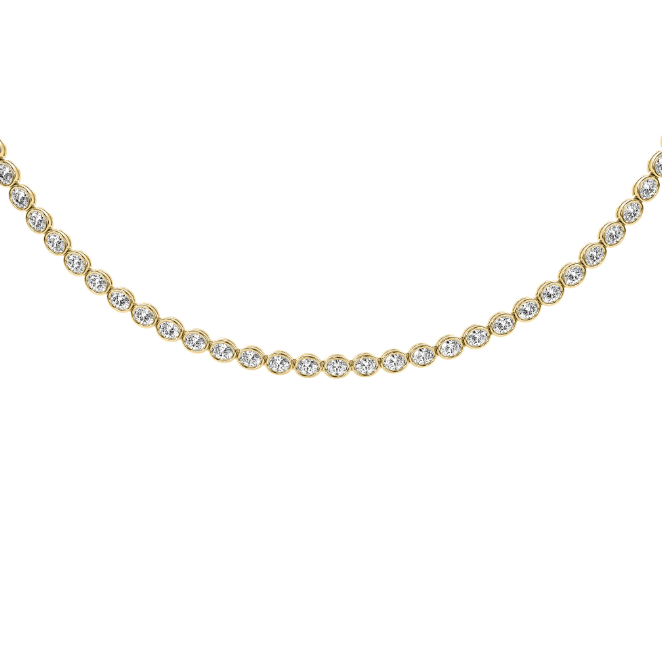 Miami oval east west diamond bezel tennis necklace
