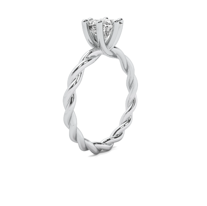 Compass Prong Princess Cut Rope Band Solitaire Semi Mount