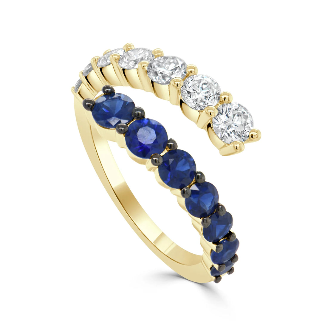Susie Diamond & Blue Sapphire Bypass Ring
