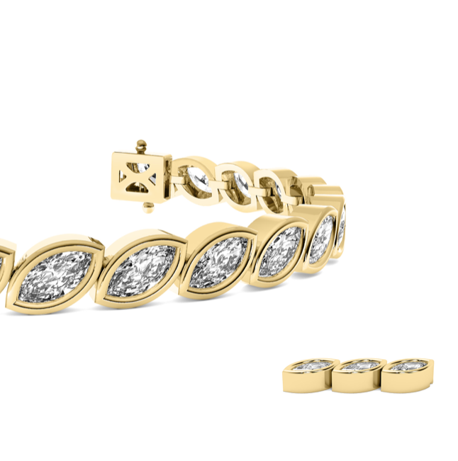 Lab Grown Diamond Marquise Bezel Tennis Bracelet