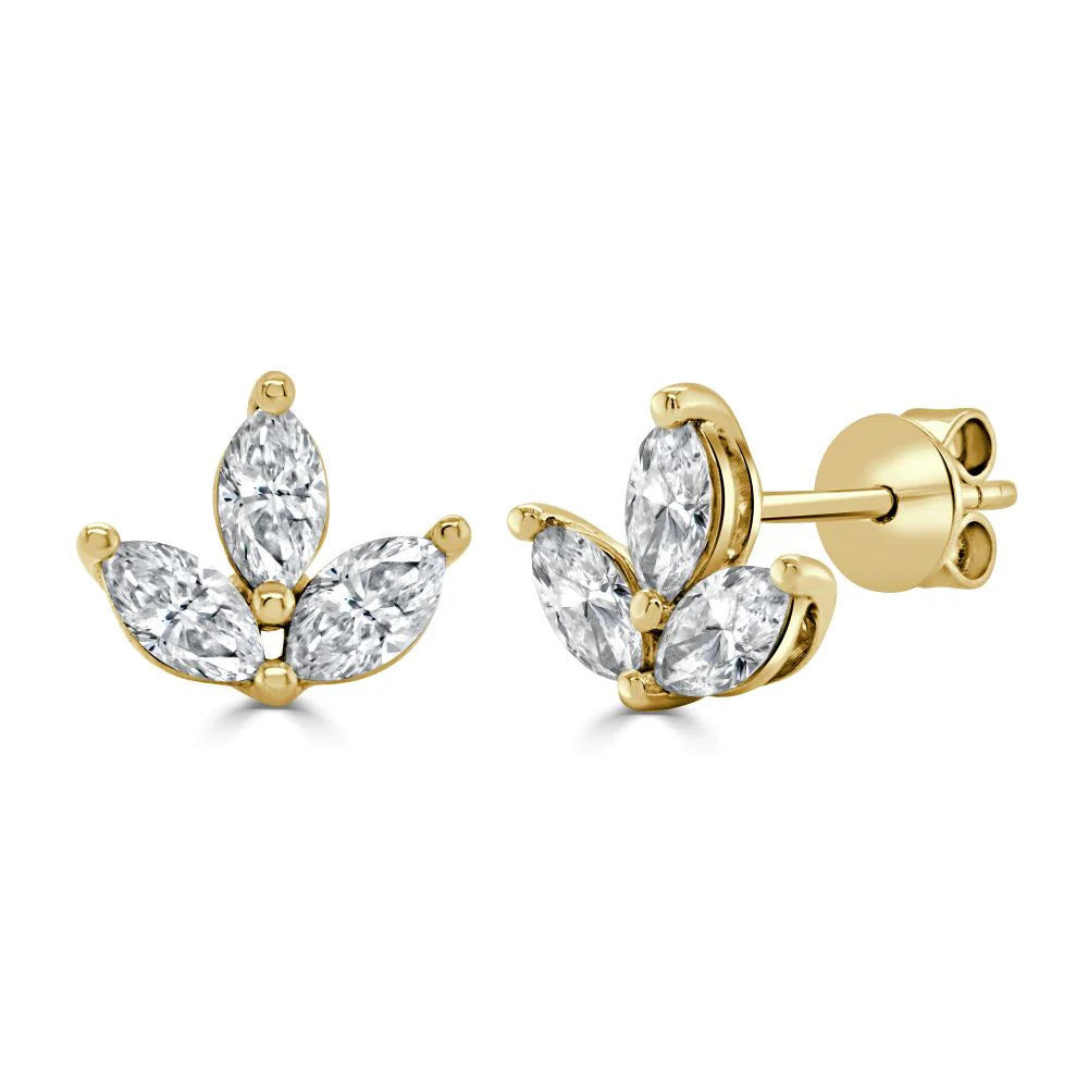Marquise diamond wildflower studs