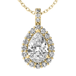 Load image into Gallery viewer, Lab Grown Pear Shape Halo Diamond Necklace
