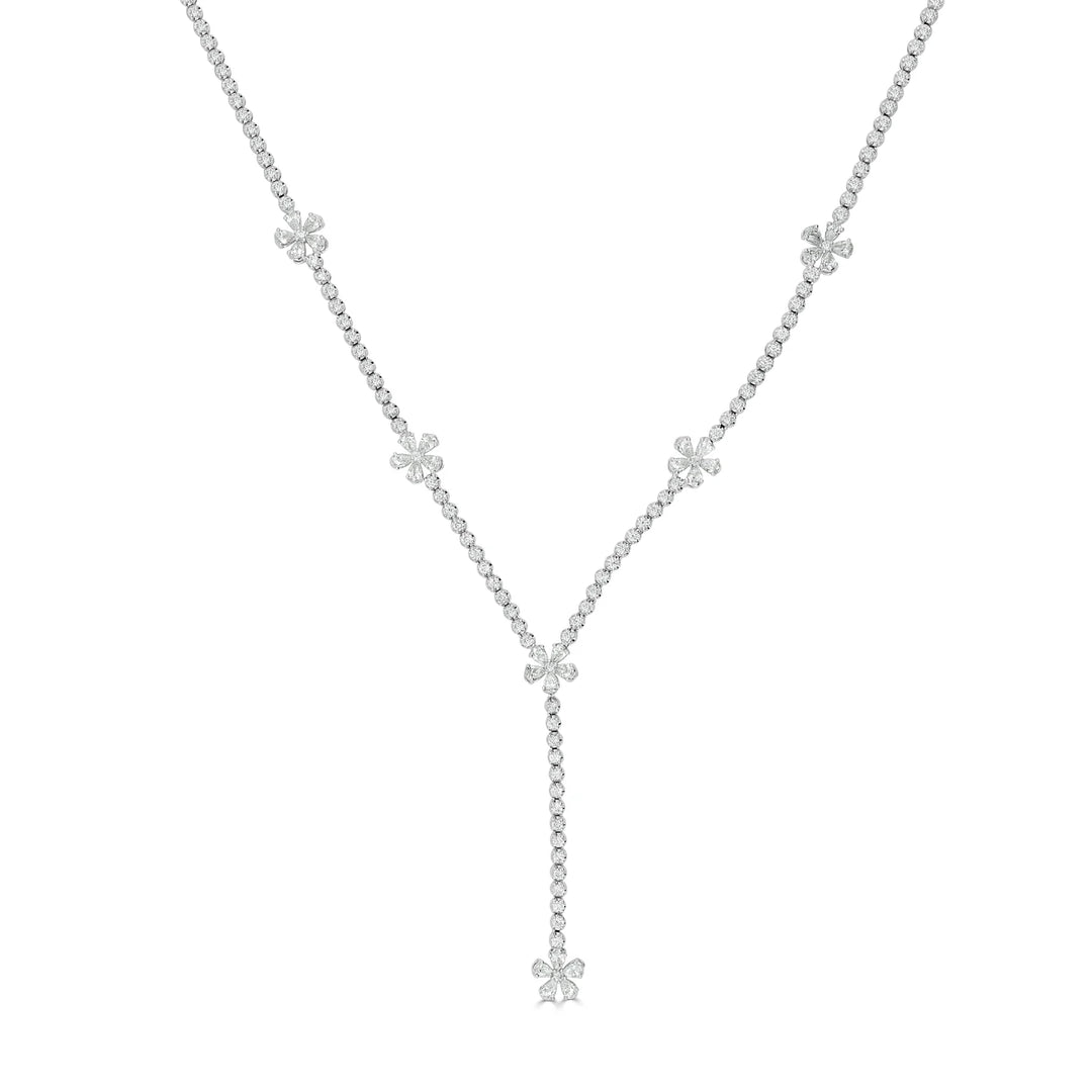 Josie Diamond Flower Lariat Necklace