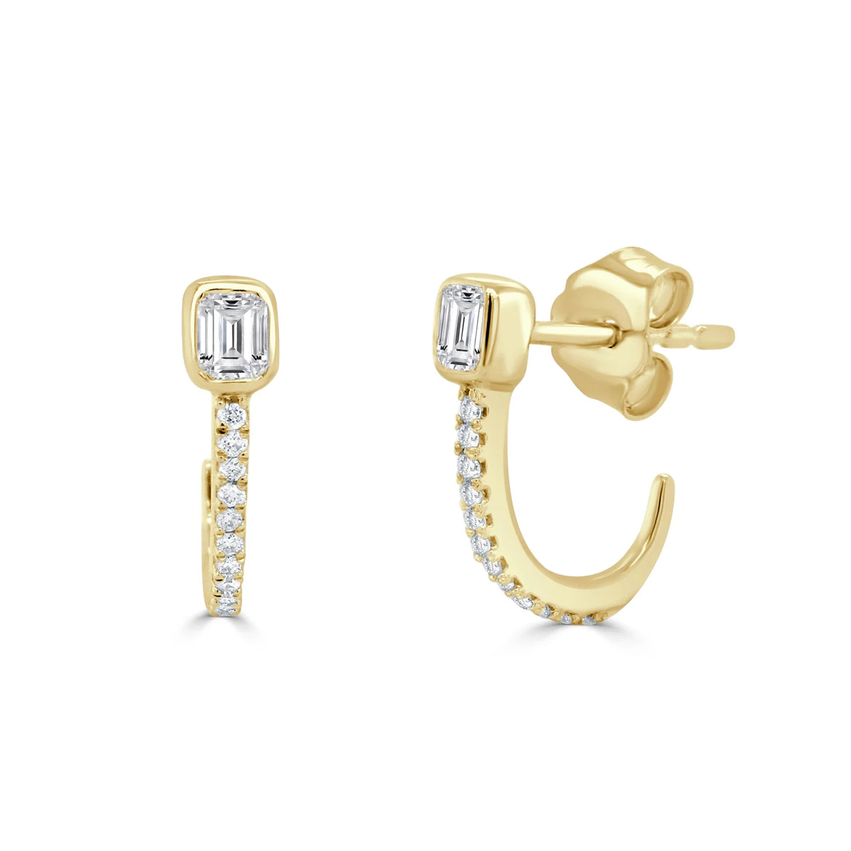 Victoria emerald & round diamond earrings