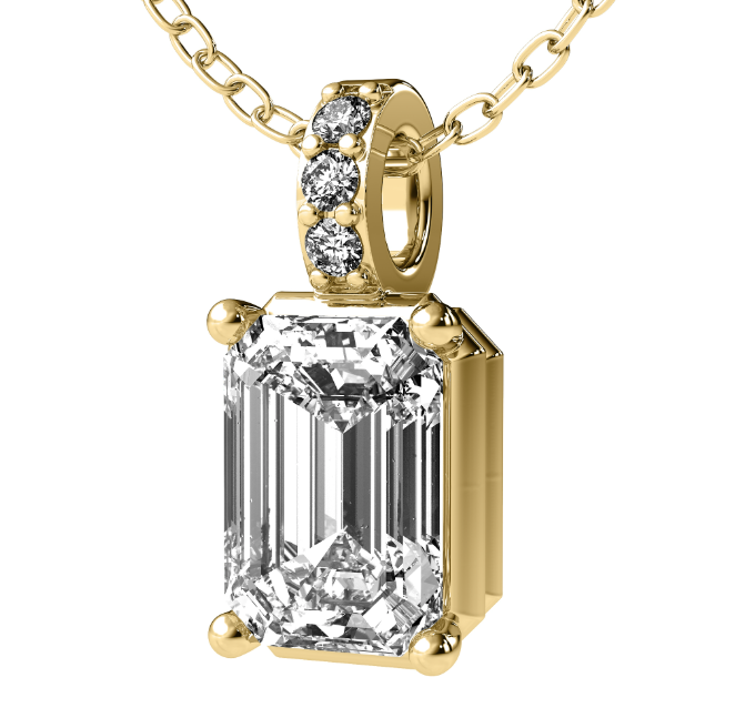 Lab Grown Emerald Solitaire Diamond Necklace
