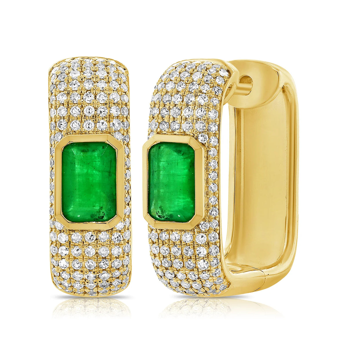Ibiza emerald & diamond huggies