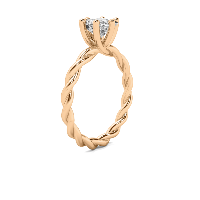 Compass Prong Princess Cut Rope Band Solitaire Semi Mount