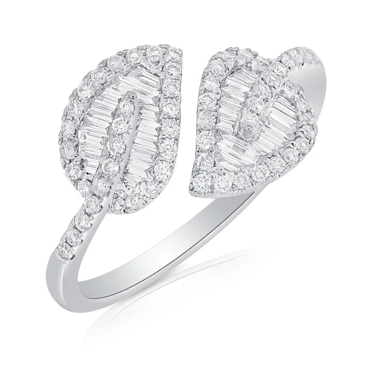 Petite Baguette Diamond Double Maple Leaf Ring