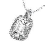 Load image into Gallery viewer, Lab Grown Rectangle Shape Halo Diamond Necklace
