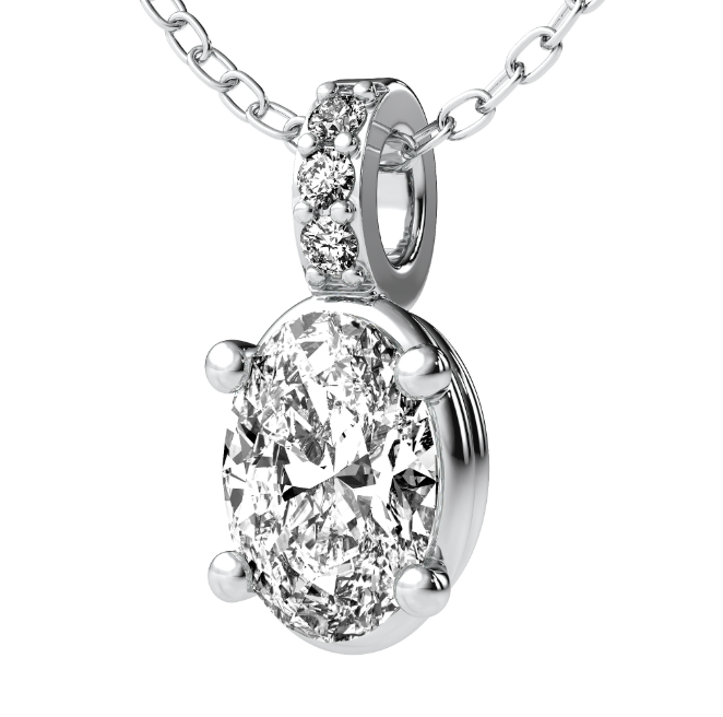 Lab Grown Oval Solitaire Diamond Necklace