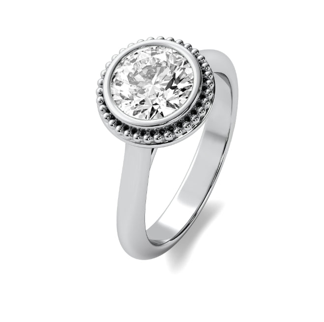 Vintage Inspired Beaded Bezel Solitaire Semi Mount