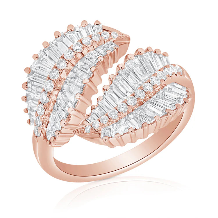 Diamond Ash Leaf Bypass Ring