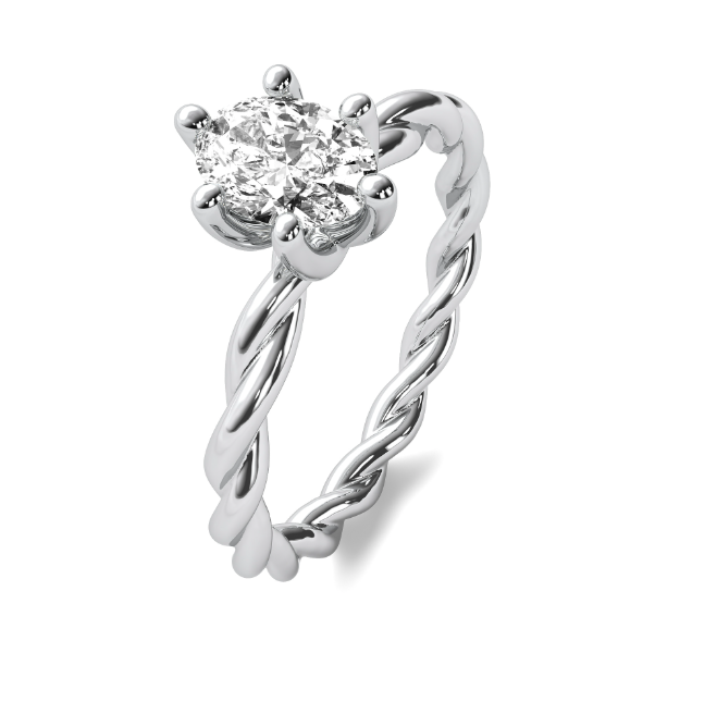 Compass 6 Prong Oval Cut Rope Band Solitaire Semi Mount