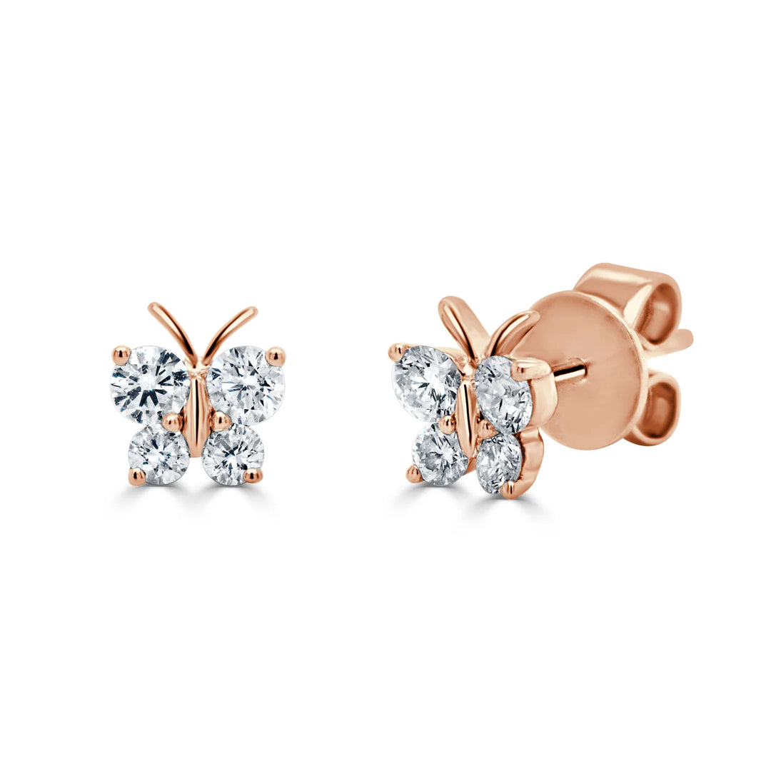 Butterfly Stud Diamond Earrings