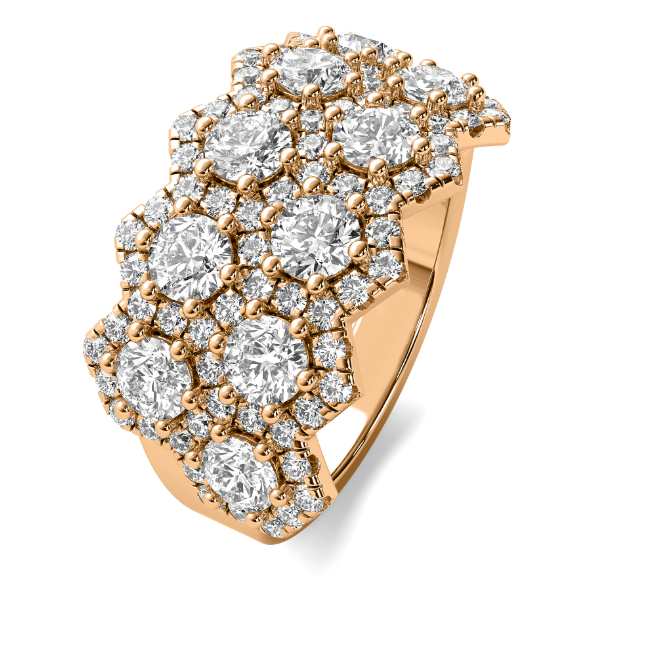 Lab Grown Hexagon Halo Diamond Wedding Band