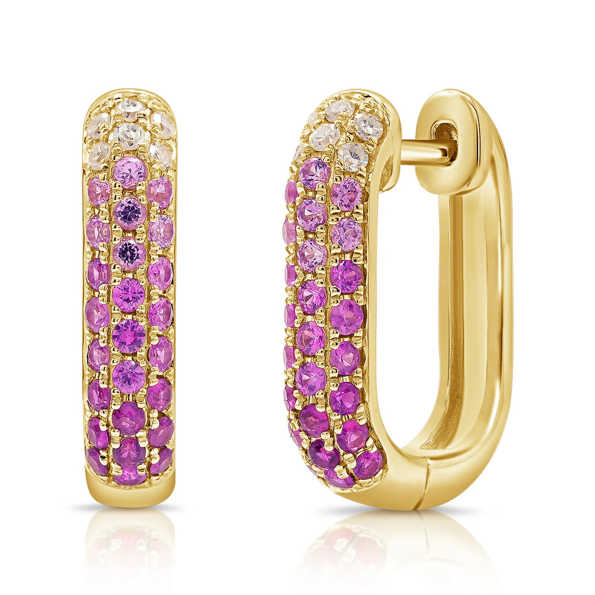 Ombre pink sapphire & diamond hoop earrings