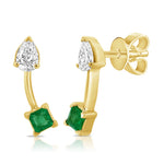 Load image into Gallery viewer, Square Emerald &amp; Pear Shape Diamond Stud Earrings
