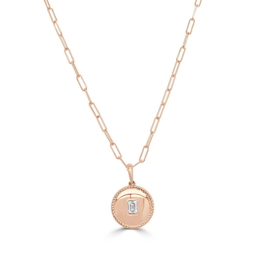 Emery Emerald Cut Diamond Medallion Necklace