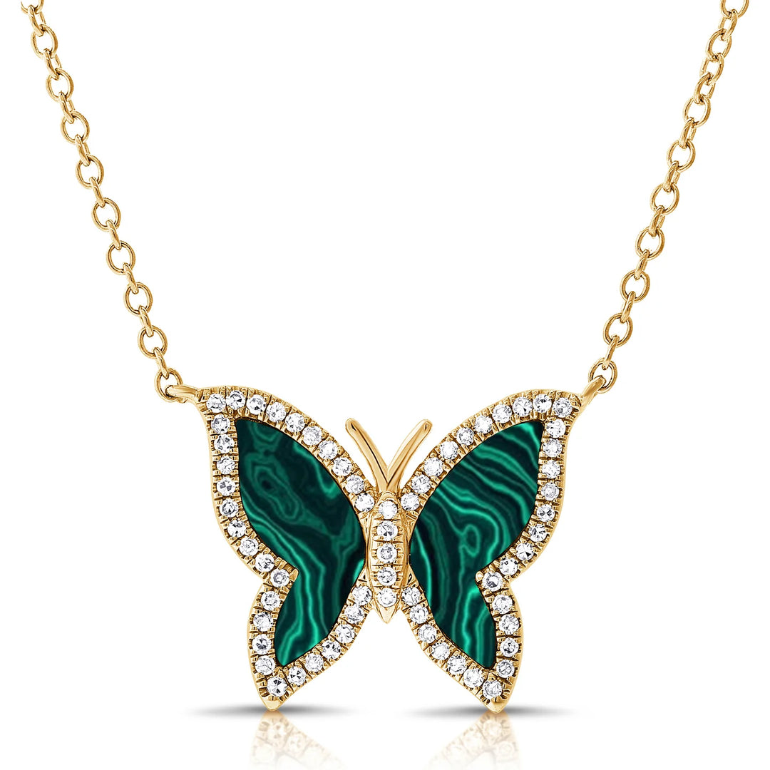 Missy Malachite & Diamond Butterfly Necklace