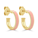 Load image into Gallery viewer, Enamel Tiffany Pink Open Huggies
