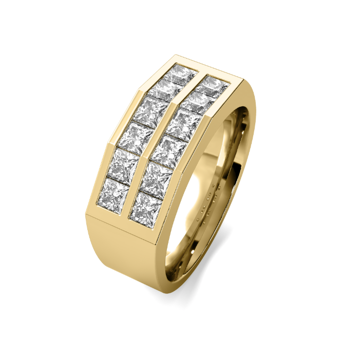 Lab grown princess two row men's band