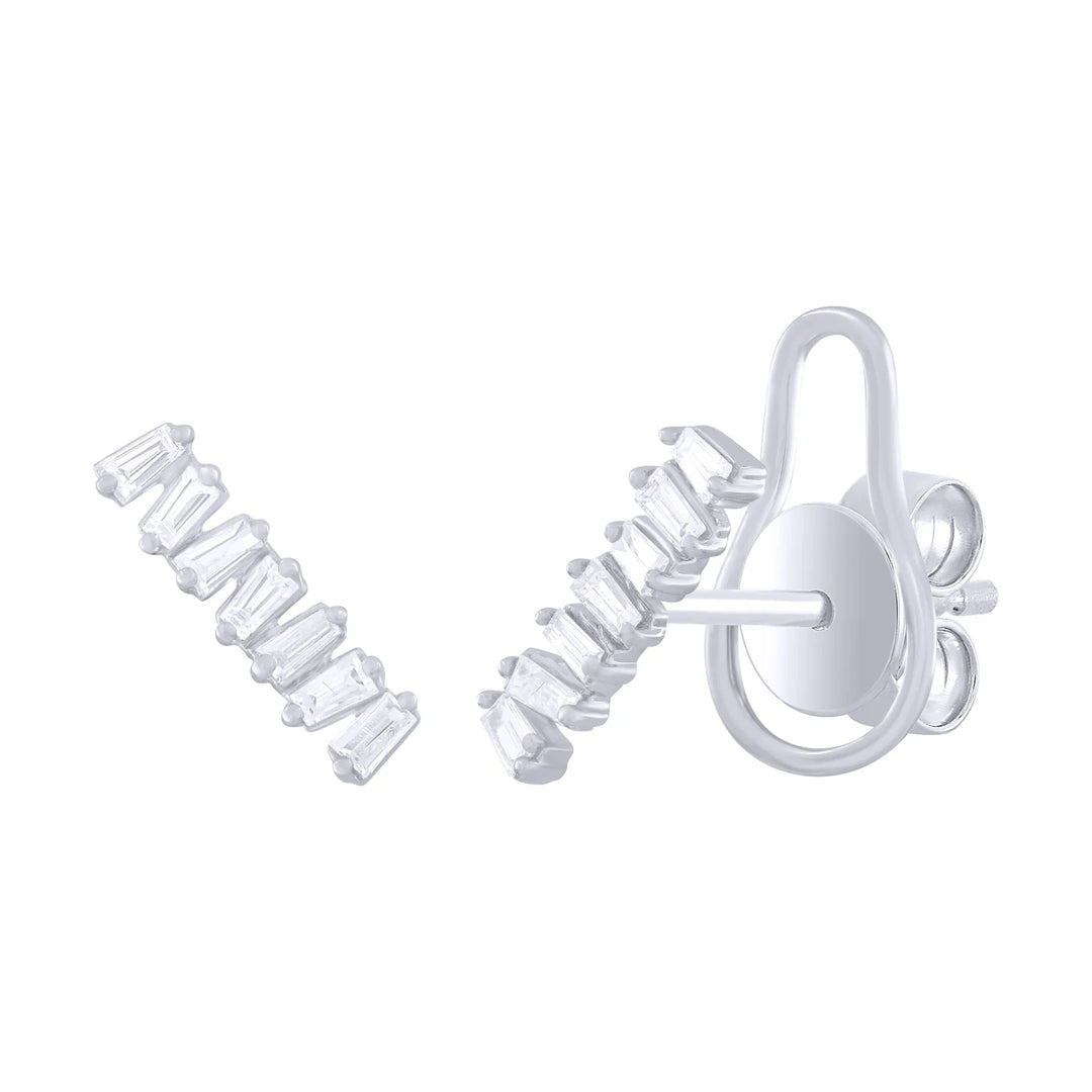 Petite Step Cut Diamond Ladder Earrings