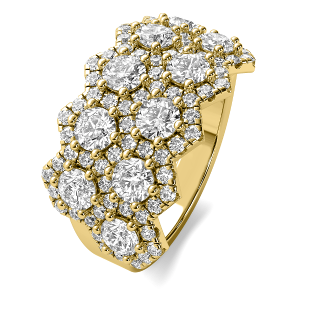 Lab Grown Hexagon Halo Diamond Wedding Band