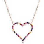 Load image into Gallery viewer, Rainbow Sprinkle Sapphire Heart Necklace
