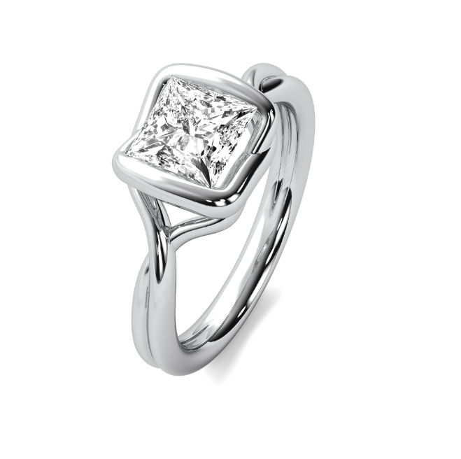 Ava Wrap Bezel Princess Cut Solitaire Semi Mount