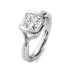 Load image into Gallery viewer, Ava Wrap Bezel Princess Cut Solitaire Semi Mount
